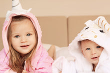 Load image into Gallery viewer, Pink unicorn hooded bathrobe
